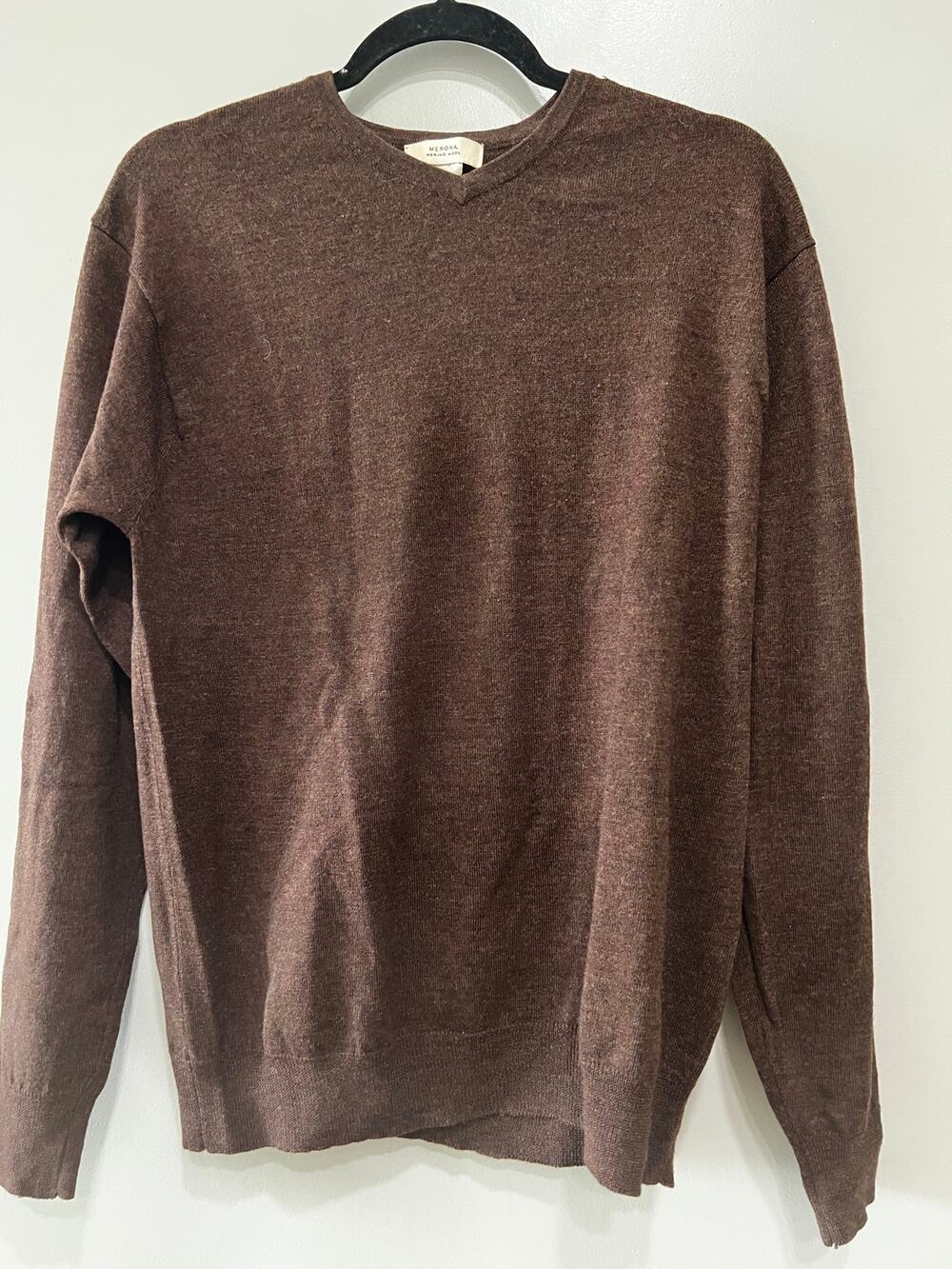 Unisex Trendy Merona Chocolate brown Merino Wool Sweater United Kingdom Sz- L